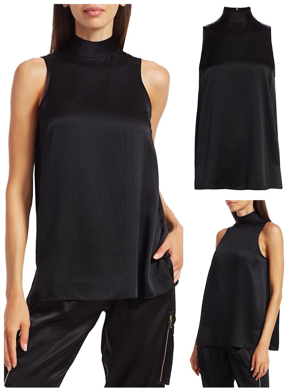 ATM Anthony Thomas Mellilo NWT Hammered Silk Mock Neck Sleeveless Formal Halter